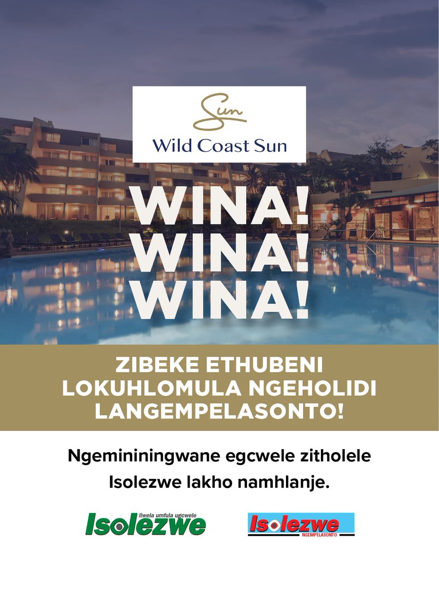 Blozey's tweet photo. @IsolezweNews Walala wasala zitholele Isolezwe Ngempelasonnto uziwinele uhambo lokuyongcebeleka eWild Coast Sun #isolezwengempelasonto https://t.co/ZrnuZkNIMs