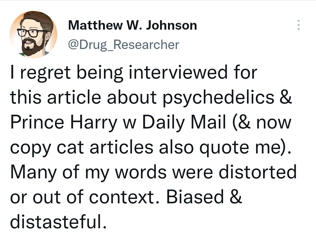 The same thing happened to drug researcher Matthew Johnson who was asked to comment on Prince Harry's memoir #Spare by the Daily Mail.

This is why you don't talk to tabloids about Harry and Meghan. They don't care about the truth.