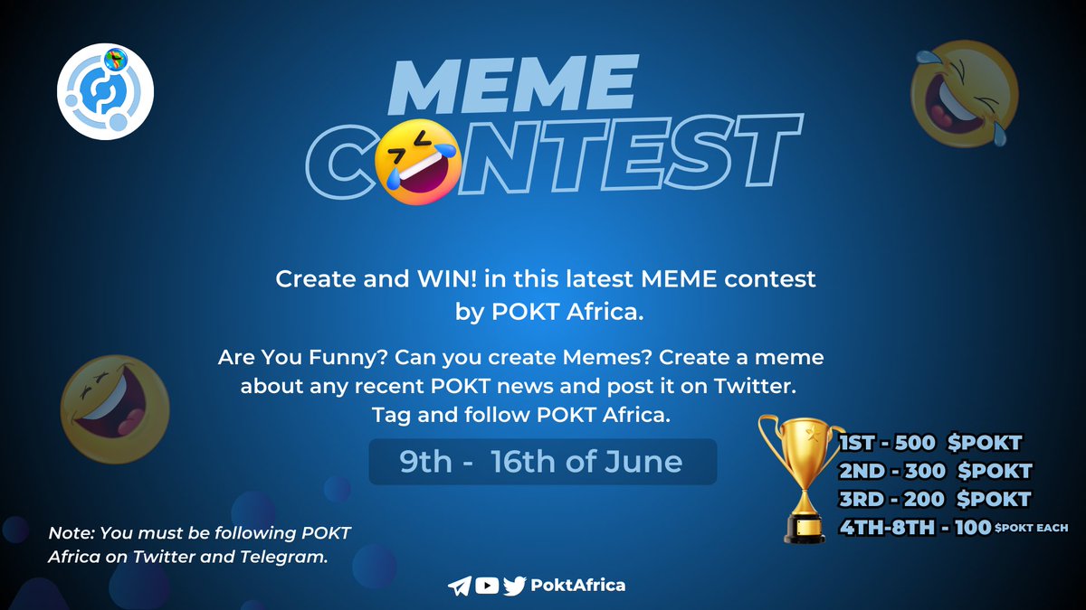 Instructions for meme contest.
 1. like and retweet ✅
 2. Make a meme (MEME MUST be about a latest news within the ecosystem)✅
 3. Make a Tweet and tag  @poktafrica✅
 4. Tag 3️⃣ friend✅
 5. You must be following @poktafrica, @poktnews & @poktnetwork✅
Contest lasts for 7️⃣ days