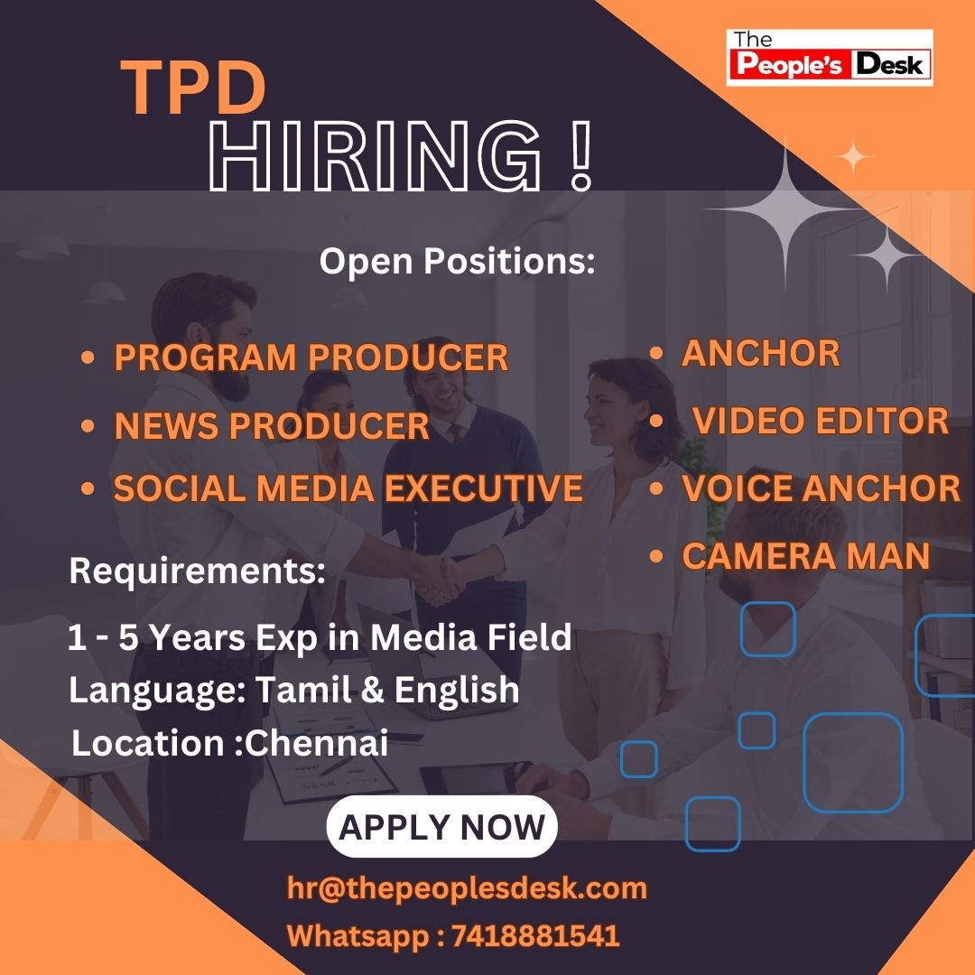 thepeoplesdesk's tweet photo. The People's Desk (TPD) - HIRING!!
Come join our team of creative 'TPD MINDS"
#VoiceOverAnchor #VisualEditor #NewsProducer #ProgramProducer #SocialMediaExecutive #CameraMan #SocialMedia #videoediting #cinematographer #cinematography #creativeproducers #TPD #ThePeoplesDesk https://t.co/YRM8AR6Twd