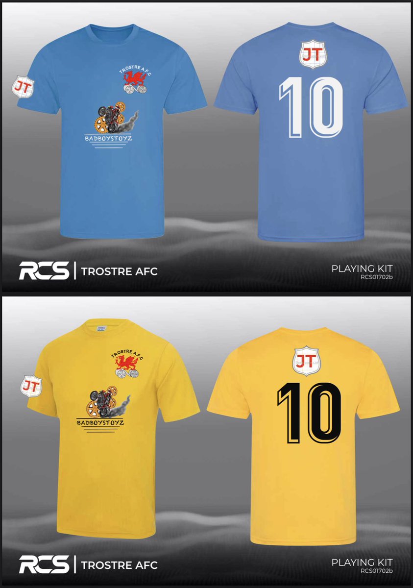 TrostreAFC's tweet photo. Seniors home and away jerseys for the up coming season, the club would like to thank bad boys toys and JT Decorators for their kind sponsorship of the club . https://t.co/kqEYXaY6zR