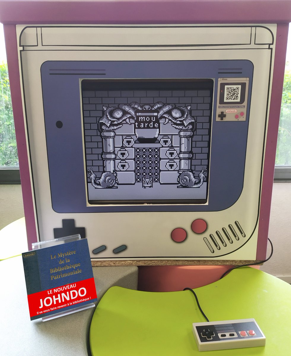 johndostudio's tweet photo. Le saviez-vous ? Le Mystère de la Patrimoniale est jouable au sein même de la bibliothèque Mansart à @dijon sur la #GameBorne !!! 🤩🤩🤩

Et si vous êtes sympa @normantuttle21 vous proposera un café gratuit 🤣 ☕️

#gameboy #gb #gbstudio #bibliothèque #dijon #mansart #livre https://t.co/khBtgFlkDe