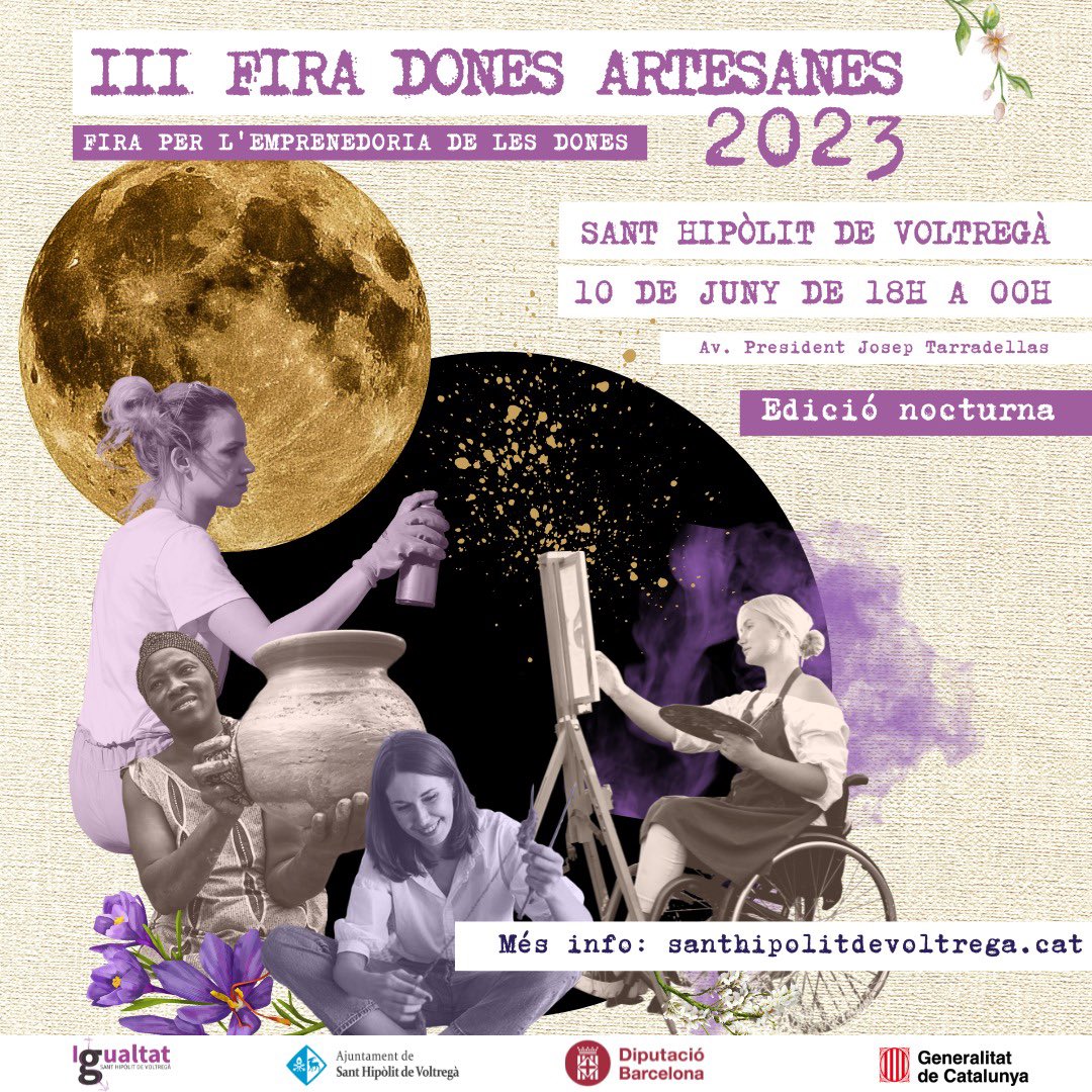 ajSantHipolit's tweet photo. 💁🏻♀️ Avui t’esperem a la Fira de Dones Artesanes🌼 de #santhipòlitdevoltregà
Recorda:
🕢 de 18 a 00 h
📍Avinguda President Josep Tarradelles
T’ho perdràs?
#firadedones #donesartesanes #voltreganès #santhipòlitdevoltregà #sanhi #shv 💜 https://t.co/YcJ4NrW1e1