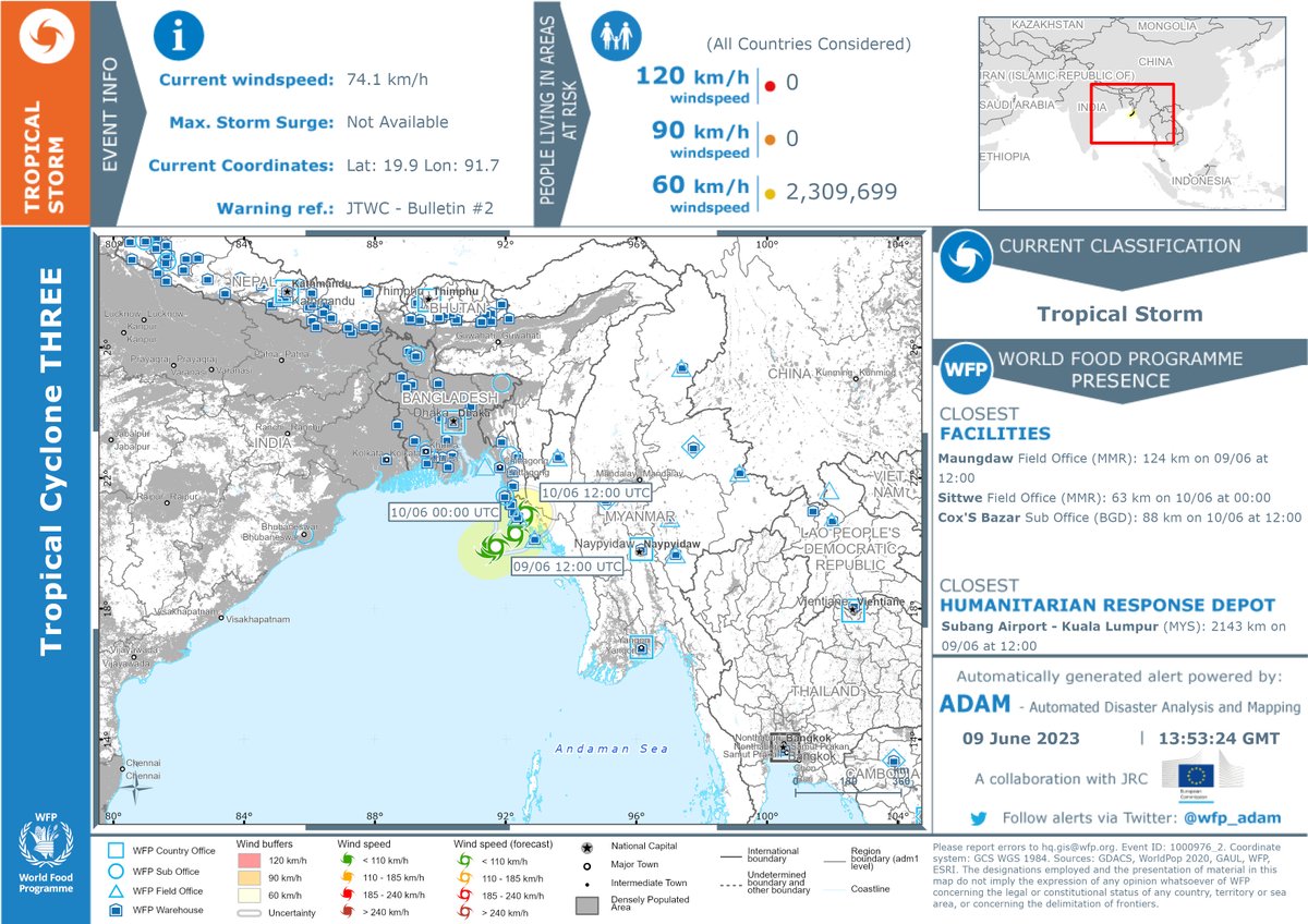 BHASKARANSHIVAR's tweet photo. #Cyclone #BayofBengal #Myanmar #THREE23 #Bangladesh, #Myanmar, #India Maximum wind speed74 km/h Tropical storm https://t.co/AtzIxVN5ol