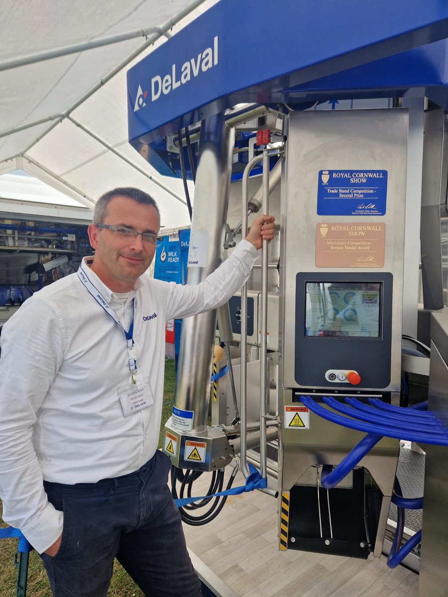 Last day of the <a href="/RoyalCornwall/">Royal Cornwall Show</a> show. B H White and Son welcome you on stand 584. Please come to see our bronze award winner DeLaval VMS V300 milking robot. Automatic pregnancy checks and heat detection during milking with DeLaval RePro™.

 #RCS2023 <a href="/DeLaval_UK_IRE/">DeLaval_UK_IE</a>