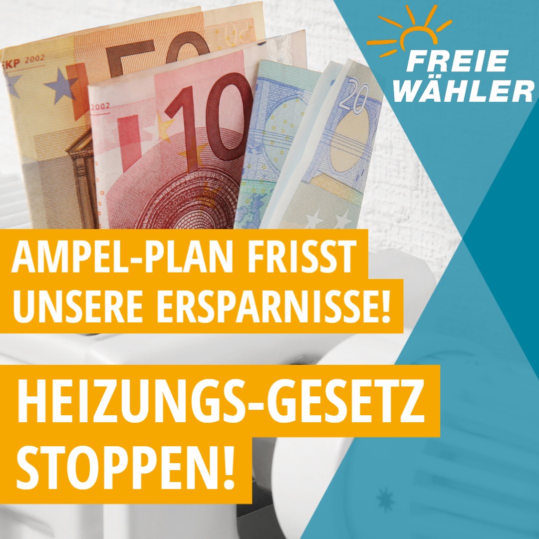 #HeizungsgesetzStoppen
>> Deshalb #FREIEWÄHLER-Initiative unterstützen und gegen das #GebäudeenergieGesetz (#GEG) unterschreiben
👇‼️
bit.ly/3McalpK