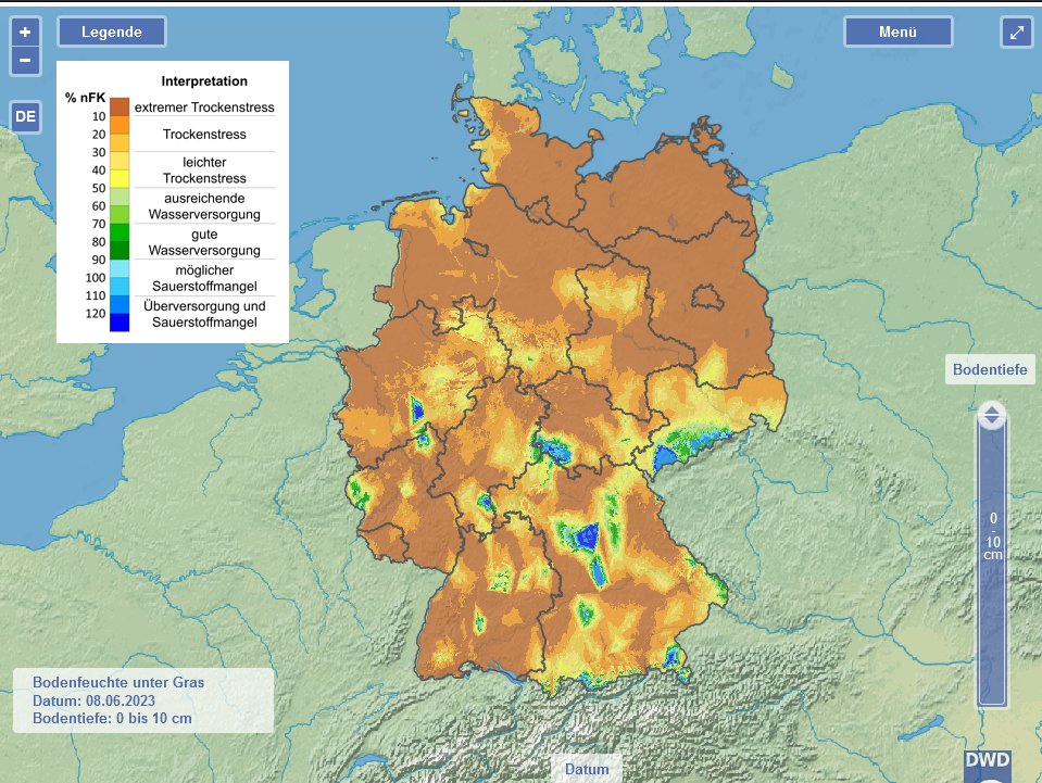 Waldbrand + Grasland

Gefahren Index

dazu Bodenfeuchte
