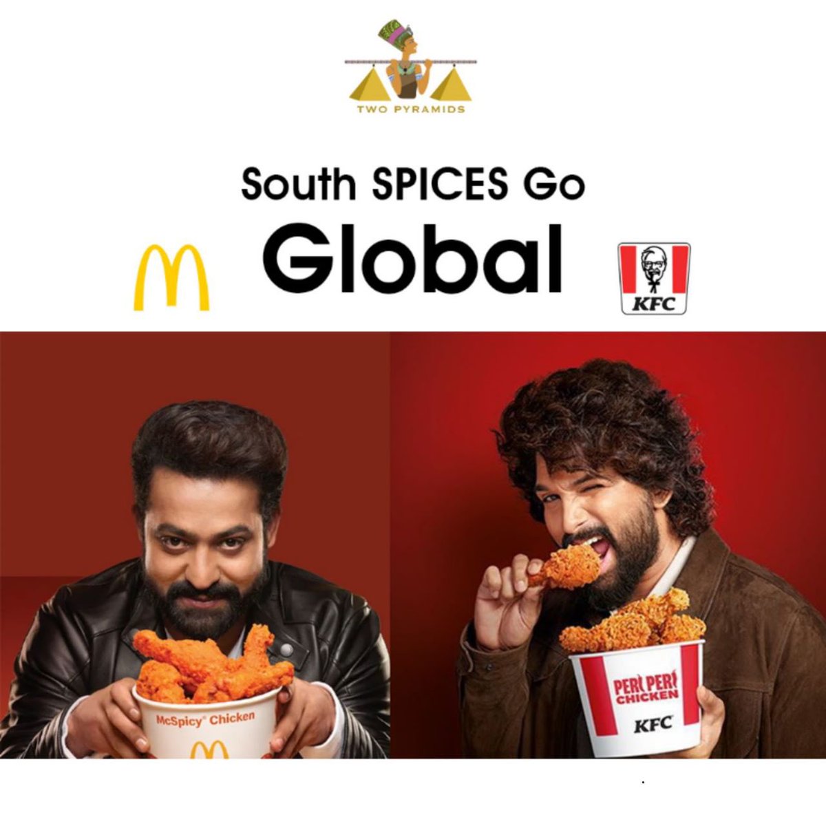 South spices 🌶️ to global 

Global brands signing South Indian stars ✨ 

#mcdonalds #mcdonaldsindia #kfc #alluarjun #ntr #mcdonaldsntr #kfcalluarjun #twopyramids #memes #marketingmemes #trending #brandambassador