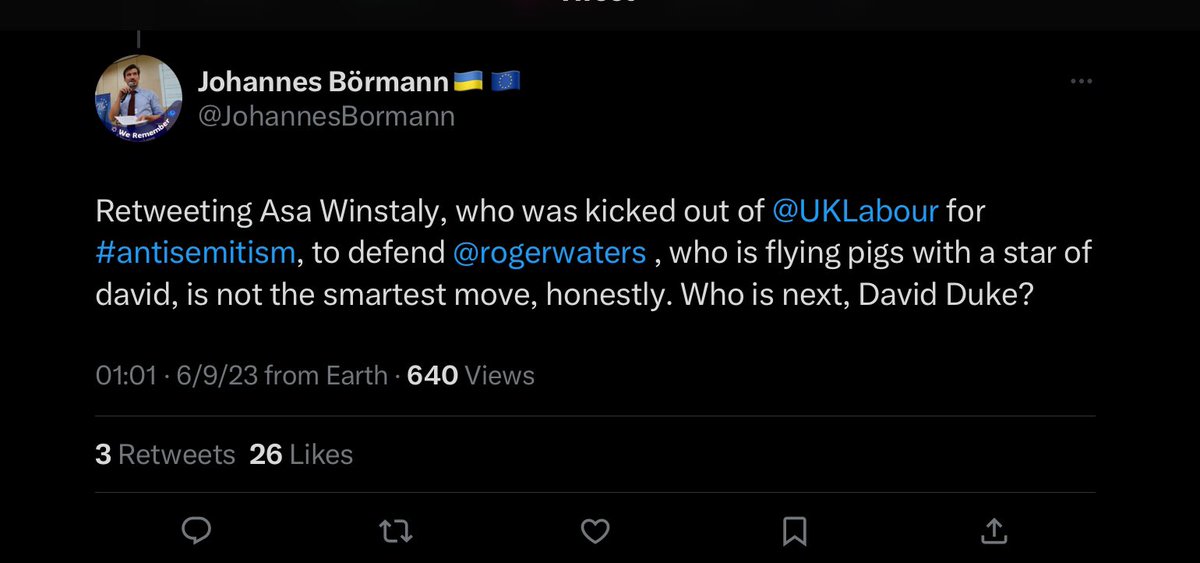 AliAbunimah's tweet image. This tweet from @EU_Commission employee @JohannesBormann (and @kschnurbein’s close colleague) is an actual libel against my colleague @AsaWinstanley. Asa resigned from Labour in 2020 and was never “kicked out of @uklabour for antisemitism.” That’s a blatant lie. Cc @elsclegal