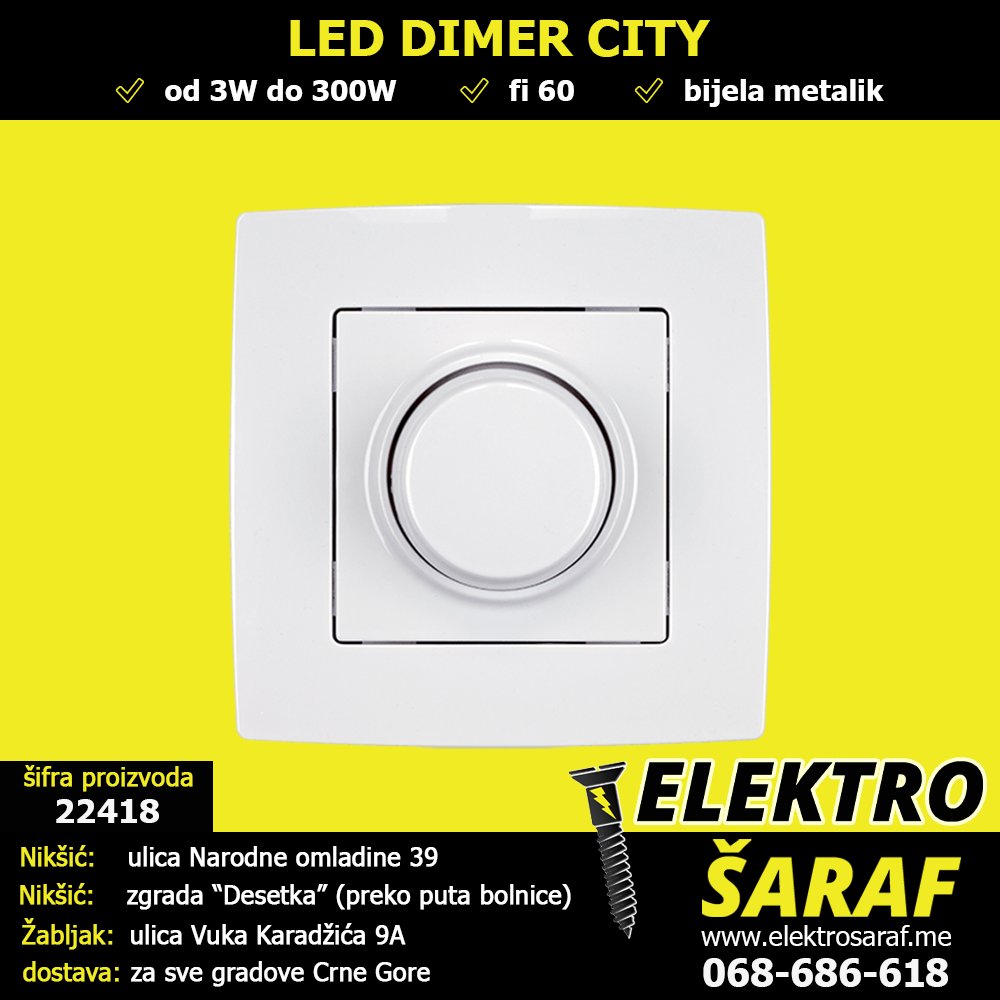 ELEKTROSARAF's tweet image. 🟡 LED DIMER CITY 🟡
tinyurl.com/yrffbj7j
#LED #dimer #potenciometar #prekidač #prekidači #dimeri #potenciometri #bijela #metalik #Nikšić #Žabljak #CrnaGora #elektromaterijal #elektro #rasvjeta #LEDrasvjeta #šrafovskaroba #alati #boje #lakovi #ulja #ELEKTROŠARAF #TRGOTEHNA