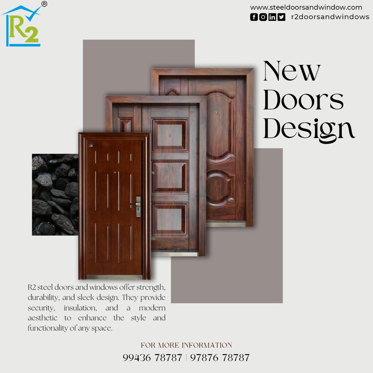 New Doors Design
R2 steel doors and windows offer strength, durability, and sleek design. They provide security, insulation, and a modern aesthetic to enhance the style and functionality of any space.

#sathishdeepa #deepasathish #sathishkumardsatz #satz #R2 #steel #savetrees
