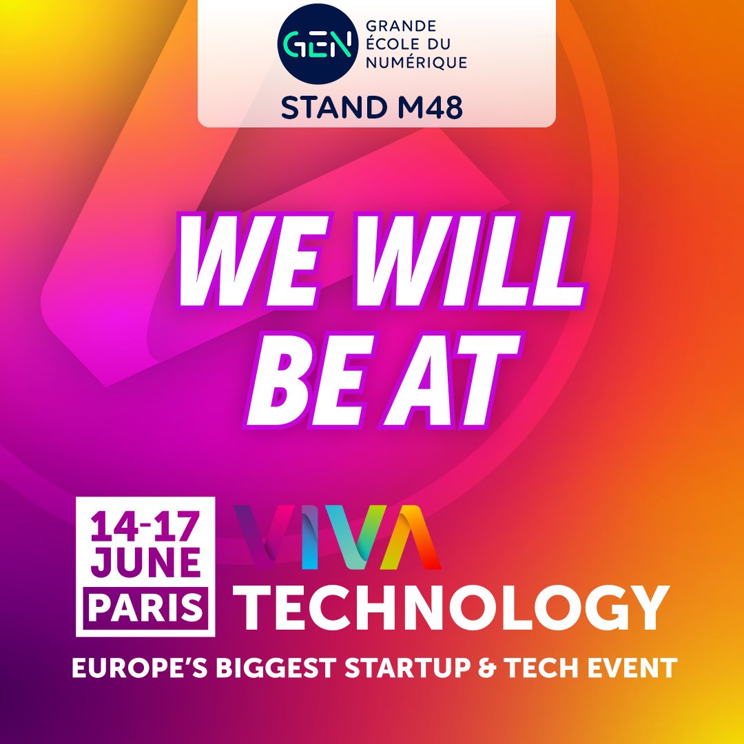 🚀 <a href="/VivaTech/">Viva Technology</a> le rdv mondial de l'#innovation approche à grands pas ! 
Retrouvez notre équipe du 14 au 17 juin sur #VivaTech sur le stand M48 pour explorer avec nous le futur de la formation #Tech 🔥 Nous avons hâte de vous rencontrer
Pour en savoir plus :  ow.ly/2nzE50OKpAM