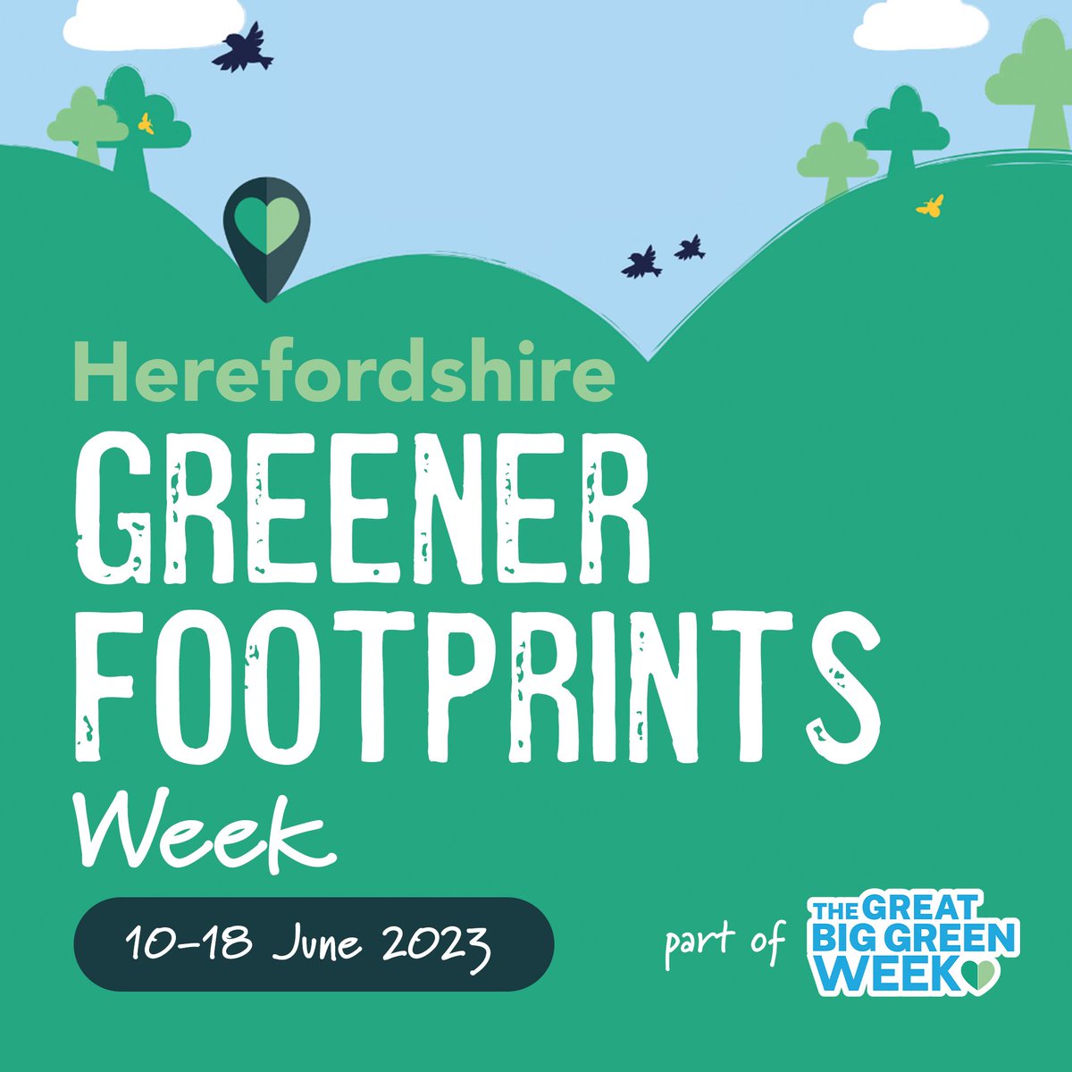 Proud to support Herefordshire #GreenerFootprintsWeek from 10-18 June, part of #GreatBigGreenWeek, the UK’s biggest call for action on climate change. Join us by taking part in an event, or competition or pledging action during the week: bit.ly/HGFWeek 

#climatechange