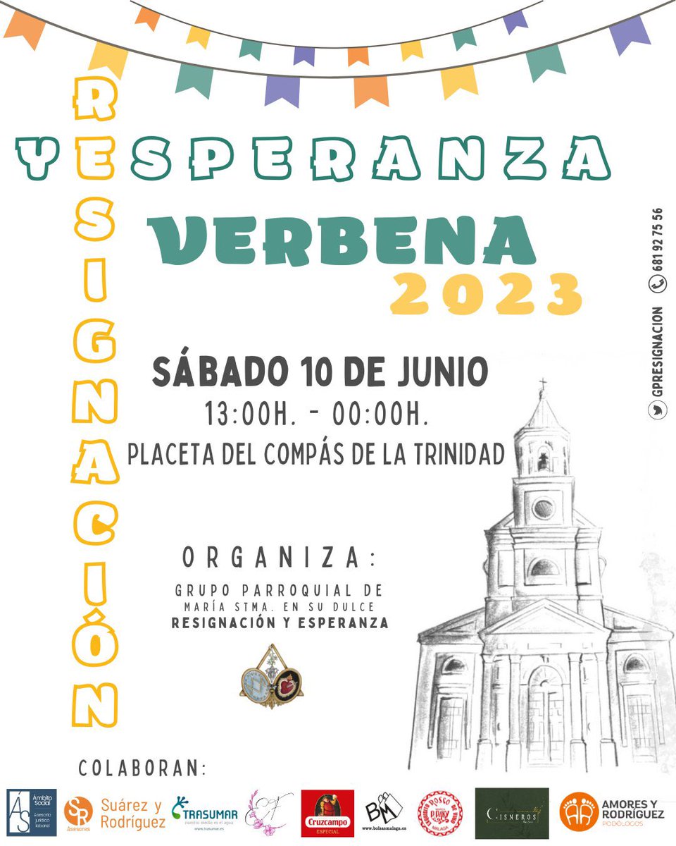 SyRasesores's tweet photo. Hoy sábado es la verbena de @GPResignacion 

¡No te lo pienses y ven a disfrutar de un día en hermandad con buen ambiente, música,  precios populares y sorpresas!

🕐 13:00h. - 00:00h. 

📍Placeta del Compás de la Trinidad

*Pago en efectivo*
#CofradíasMLG #Malaga https://t.co/4DXU5airyT