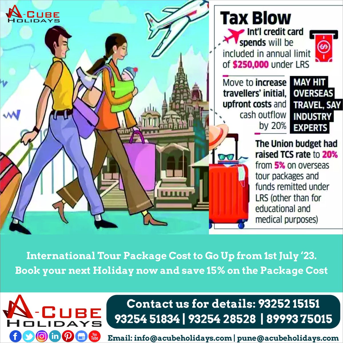 Book your next Holiday NOW! SAVE 15% on the International Holiday Package Cost!

#TCS #tcs #incometax #IncomeTax2023 #Budget2023 #international #tourpackage #holidaypackage #familyholiday #summerholiday #LRS #specialoffer #SpecialDeal #bestdeal #bestoffer #internationalholiday