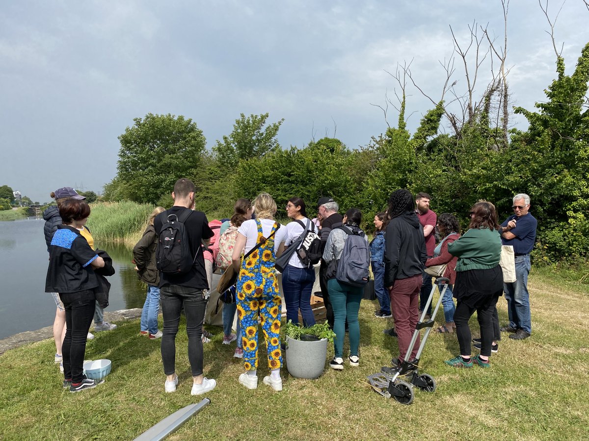 carolynmoore_ie's tweet image. Great turn out on the canal this morning for @GrassrootsGuild and @collieennis' @climate_ambass mini pond workshop, with everyone eager to learn how they can support nature in their gardens using just a discarded plastic flower bucket, a bit of sand, and one oxygenating plant.
