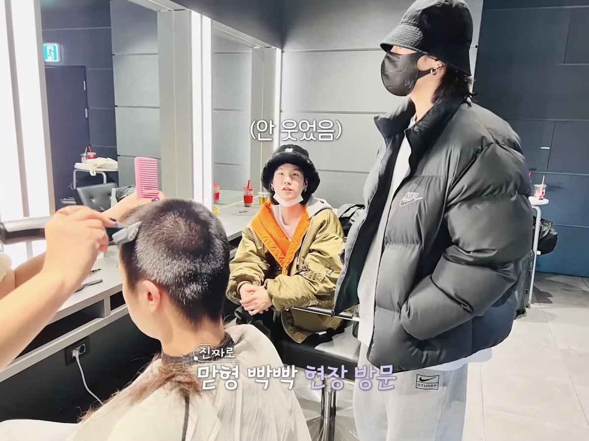 jungkook and yoongi both went to see jin get his hair shaved off 🥹😭💔