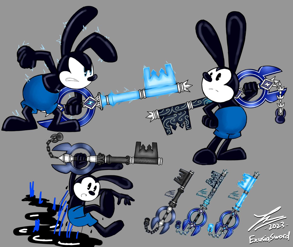 Oswald the Lucky Rabbit, Mickey Mouse's brother.
I haven't decided on how I should go about his Kingdom Hearts styled outfit.

He wields the power of both inkblot and Thunder.
#キングダムハーツ