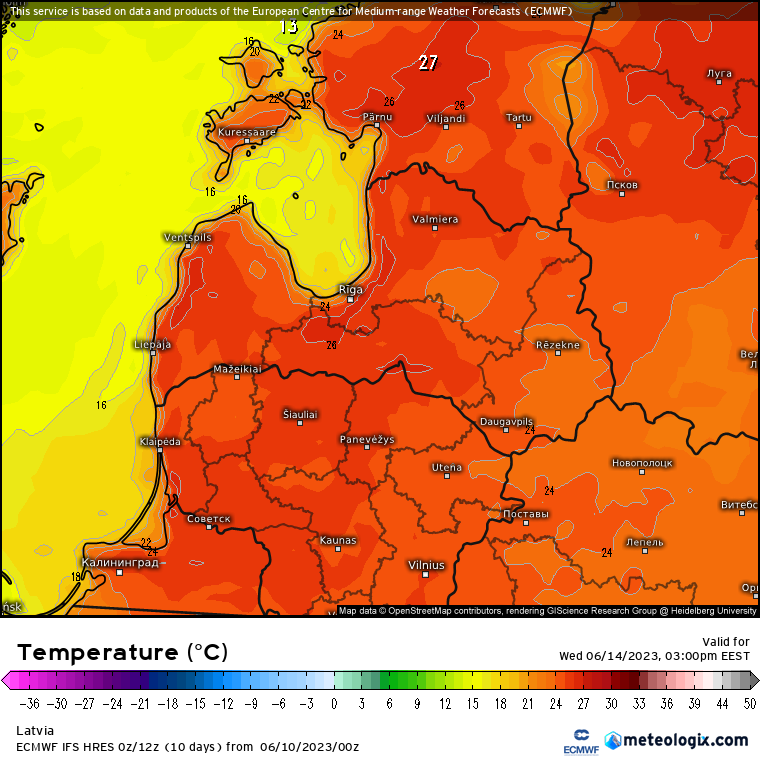 kairokiitsak's tweet photo. First heatwave of the year is expected next week in the Baltic region. Temperatures will climb over 25°C and even over 30°C. But the weather remains mostly dry. Drought will intensify, risk of forest fires will also rapidly increase. https://t.co/PDpwH5oMKH