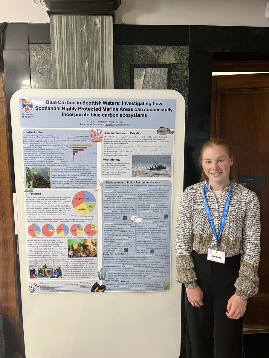 MiaHurst2001's tweet photo. Delighted to have presented my UG dissertation research at the @EthicsEnergy conference. It was great to provide a nature-based solutions perspective to the climate crisis and also emphasise how we can facilitate a just transition ⚡️🌊🏴󠁧󠁢󠁳󠁣󠁴󠁿 #EE2023 #bluecarbon @univofstandrews https://t.co/QjINHdyQG4