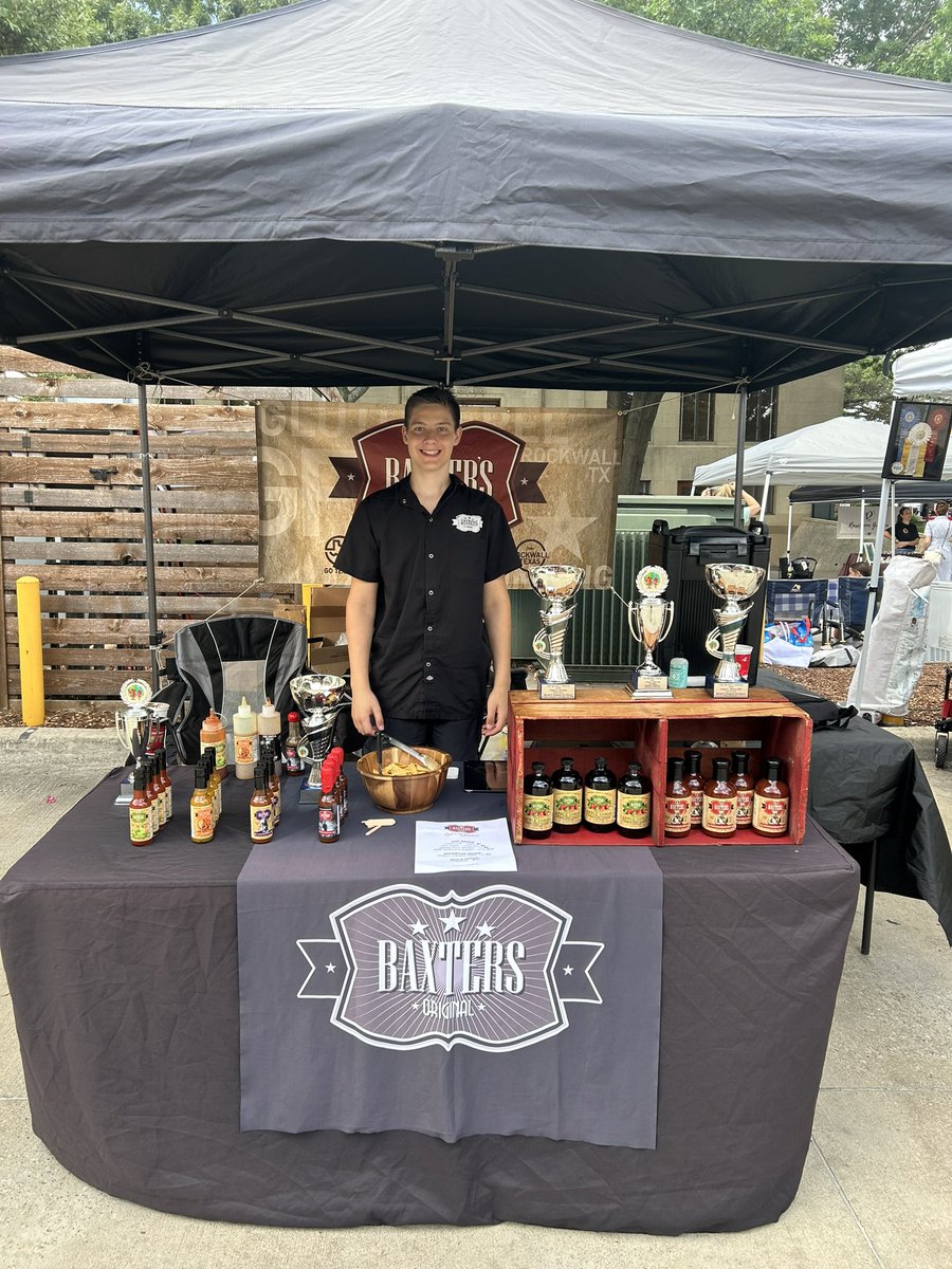 We are at Rockwall, Tx farmers market every other week. Join us today from 8-12pm! I have my son Brodie with me to help out. #BBQ #hotsauce #bbqsauce #applesyrup #farmersmarket #texas #rockwall #heath #rockwallfarmersmarket #baxtersoriginal