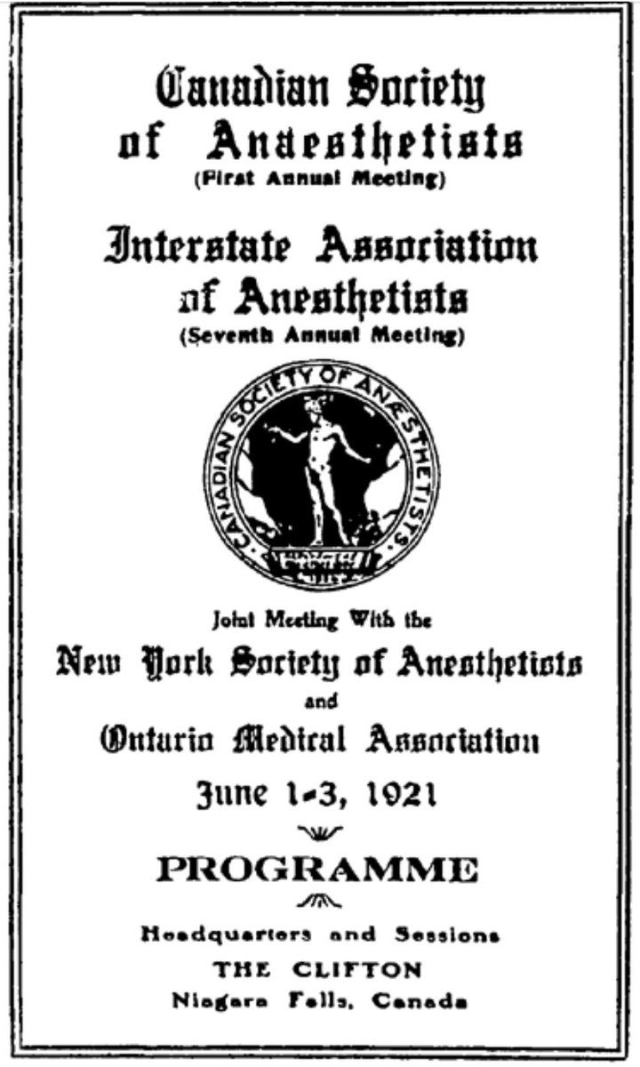 As we officially kick off #CASAM2023 let’s look back at the first Annual Meeting for the Canadian Society of Anaesthetists (a short-lived precursor to today’s CAS). 

Held at Niagara Falls, the meeting was jointly hosted with the Interstate Association of Anaesthetists, the…1/4