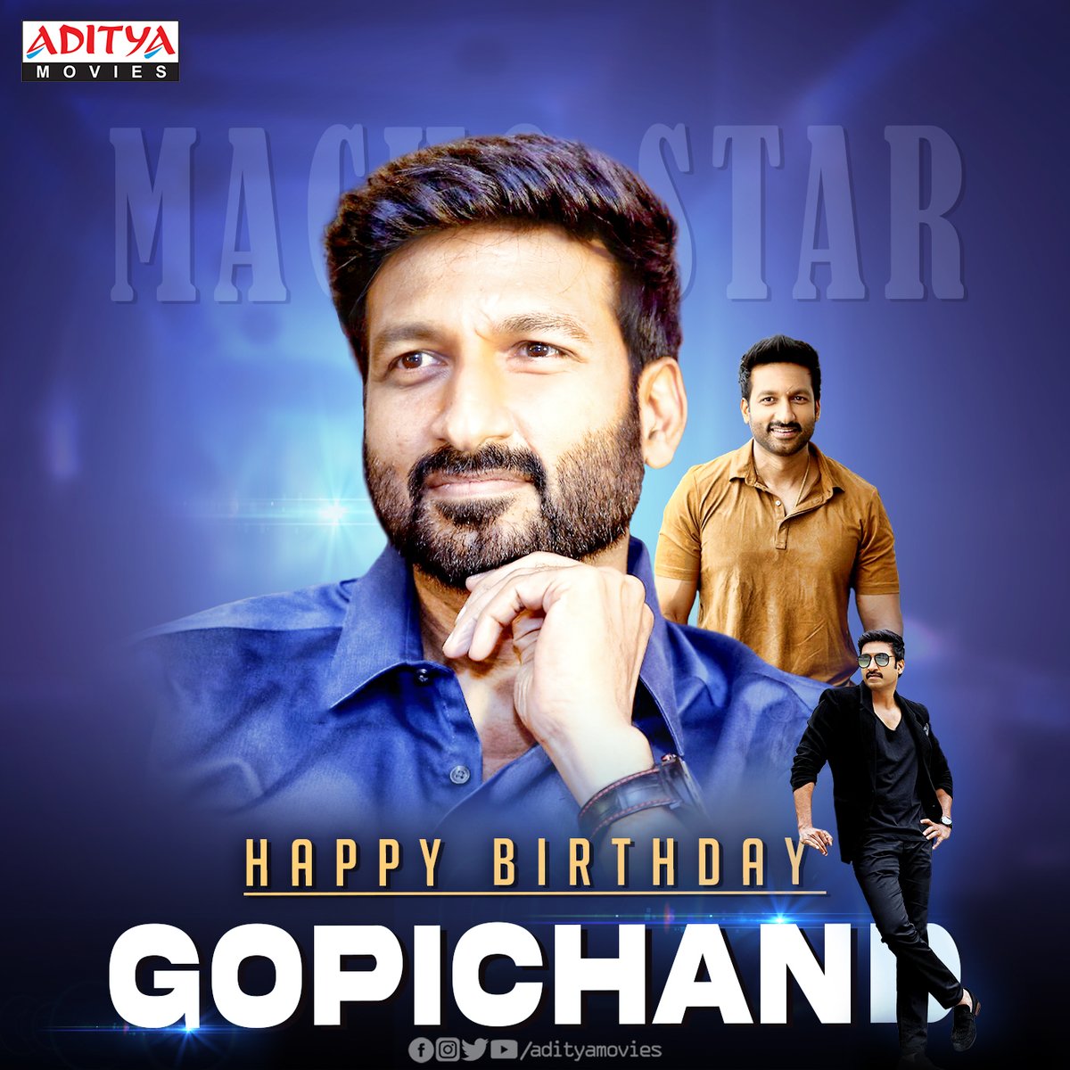 Here's Wishing the Macho Star #Gopichand a Very Happy Birthday! May you have a fabulous year ahead.

#HappyBirthdayGopichand #HBDGopichand #AdityaMovies