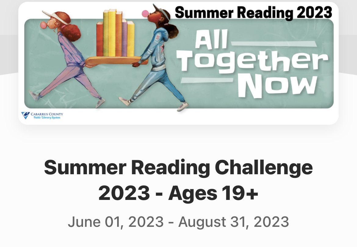 My daughter & I already registered for the 2023 public library Summer Reading Challenge — All Together Now -/ 

We’re using @zoobeanreads to record our readings! @ConcordNCgov @CabarrusCounty 
#pd4uandme