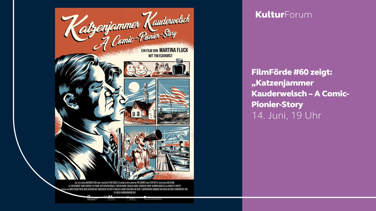 FilmFörde #60 zeigt am Mittwoch, 14. Juni, 19 Uhr den Dokumentarfilm  „Katzenjammer Kauderwelsch – A Comic-Pionier-Story“ über die deutsch-amerikanischen Comic-Pioniere im KulurForum in #Kiel. Mehr Infos kiel.de/kulturforum