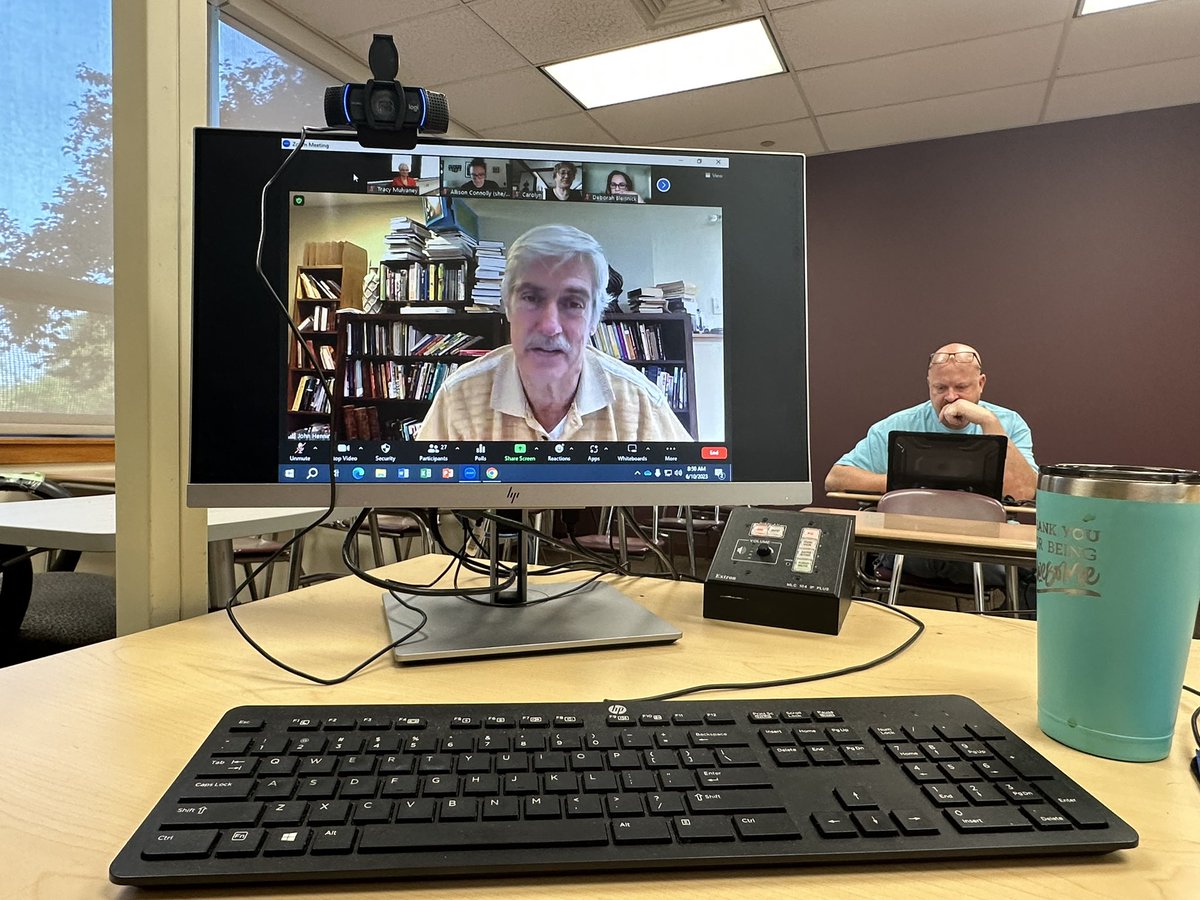 When your mentor and colleague who wrote both the syllabus and drafted the book for the course agrees to be your guest speaker! @Johnehenning is greatly missed in the #MUEDD program! So glad to have him back for a class!