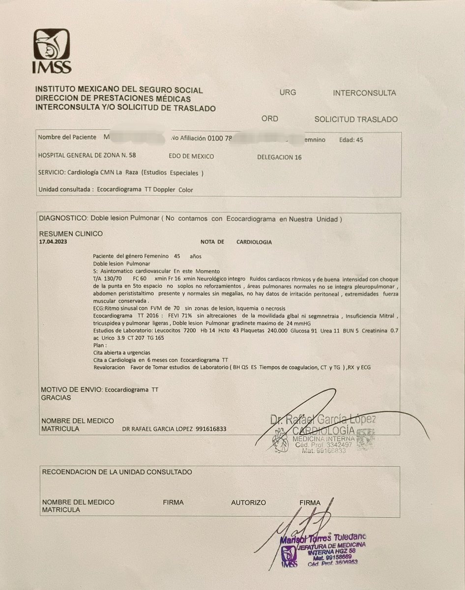 @_ryo_hermoso Lo calló cuando dijo de los traslados con especialistas y si hay un problema gravísimo! En 6 años no me han podido hacer mi estudio y no queda más que pagar$3mil en @DrSimi que cuesta este estudio, te indican que te van a llamar, a la fecha ni sus luces. #IMSS #SSA @zoerobledo 👇