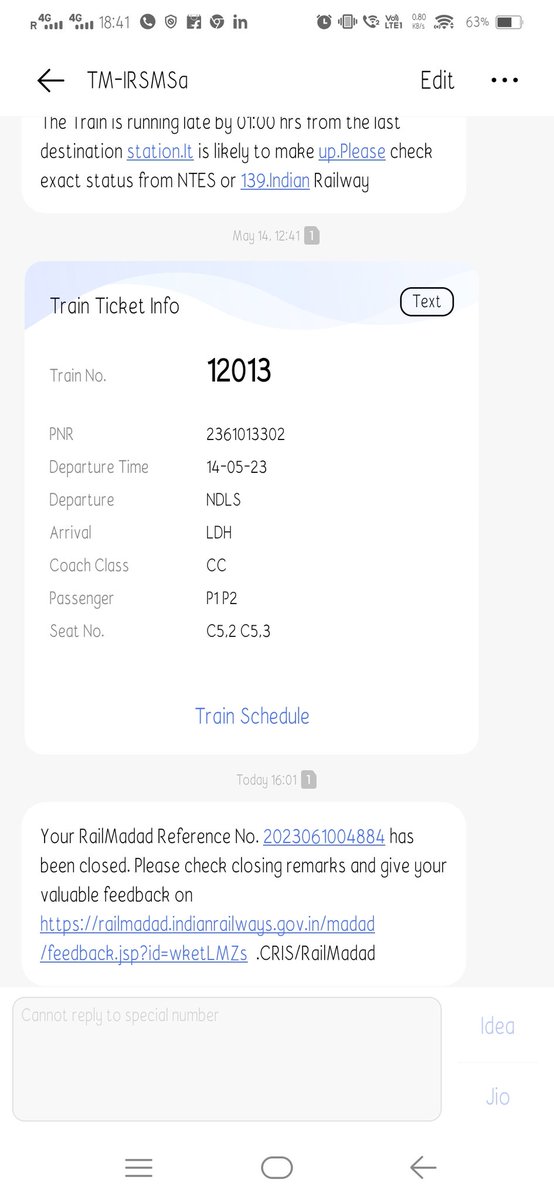 Rahu1rai's tweet photo. @SyedMdFazal @RailMinIndia @AshwiniVaishnaw @IRCTCofficial And without discussion complaint is also closed and asking for feedback , yeh bhi sahi hai https://t.co/P6HvE8E5VN