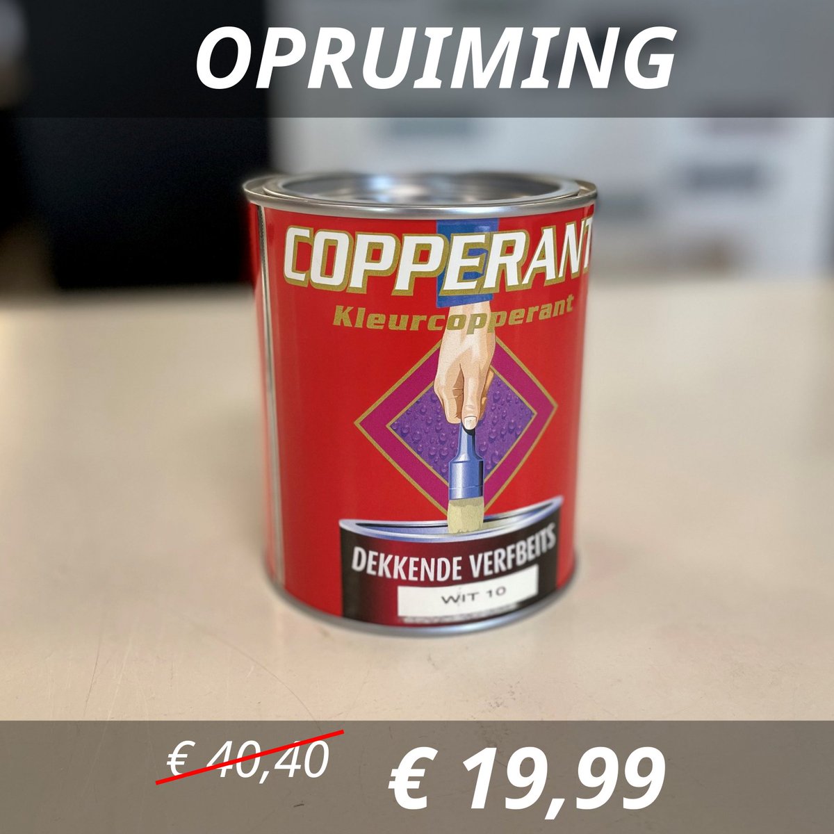 Goede producten van Copperant, maar we gaan over op een nieuwe lijn. Dit is een Eén-potsysteem, geschikt om mee te gronden, onderhouden en af te lakken (vochtregulerend, synthetisch).
