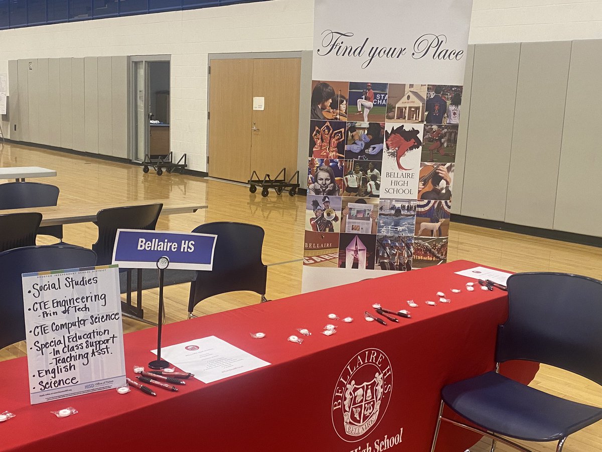 We’re Hiring <a href="/BellaireHigh/">Bellaire High School</a>     Come see me <a href="/LamarHS/">Lamar High School</a>  for the @HISD recruitment event!!! #CardinalProud #FindYourPlace