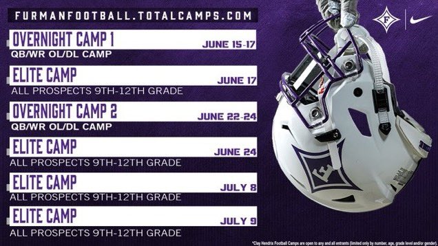 Furman Football (@paladinfootball) on Twitter photo โ๏ธ Camps in the next weekโผ๏ธ
Great opportunity to compete and learn ๐
โ- Clay.Mazza@furman.edu
๐ - furmanfootball.totalcamps.com/shop/EVENT โ๏ธ Camps in the next weekโผ๏ธ
Great opportunity to compete and learn ๐
โ- Clay.Mazza@furman.edu
๐ - furmanfootball.totalcamps.com/shop/EVENT