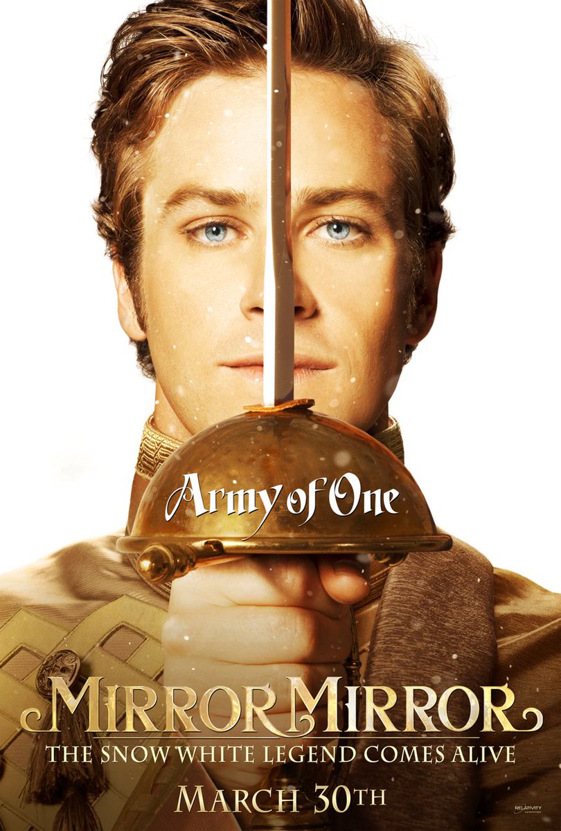 #MirrorMirrorMovie (2012) directed by #TarsemSingh stars #JuliaRoberts #LilyCollins #ArmieHammer & #NathanLane

#Hammer is beautifully cast as the eternally dashing #PrinceCharming, aka #MirrorMirror's #PrinceAlcott, saving the Princess from the evil Queen. (A familiar theme)