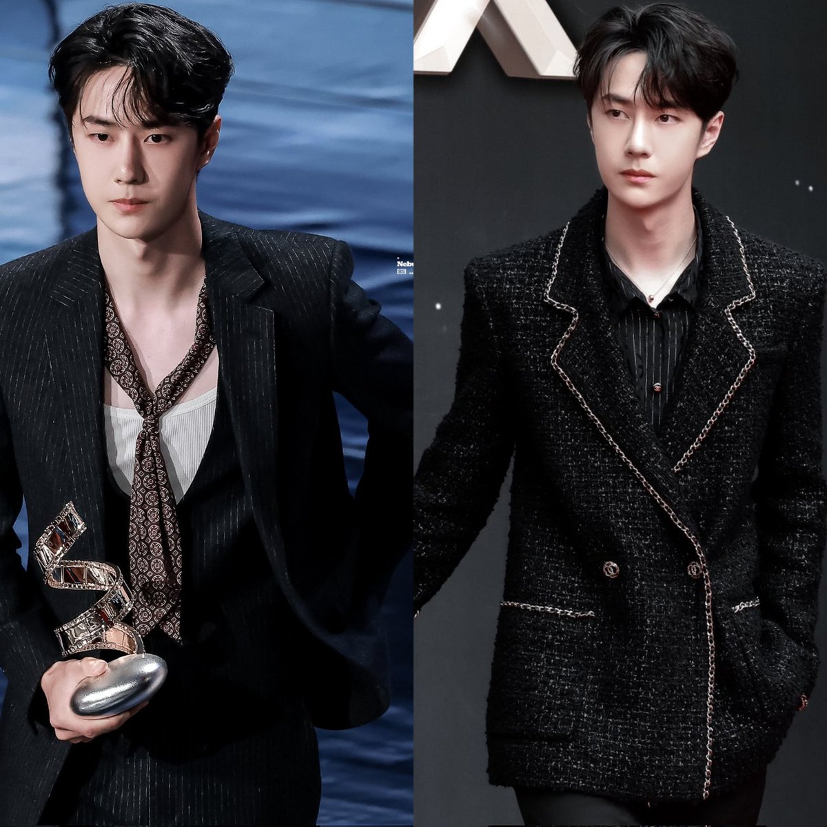 Wang Yibo ate up both the outfits 🔥 WANG YIBO WEIBO MOVIE NIGHT #WangYibo_WeiboMovieNight2023 #WangYibo Celine Chanel