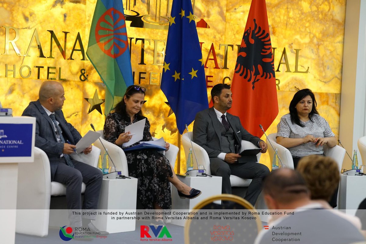 RomaVersitasAL's tweet photo. π @RomaVersitasAL June 6th, organized the closing event of the project #WinforVET in Albania comprised in four discussion panels.
βοΈ Mr. Redjepali Chupi, Co-Director @romaeducation
π¦πΉ Mrs. Etleva Kikina, Interim Head @ADCinAlbania
π Mrs. Irena Mitro, MoHSP representative. https://t.co/tFiX90ObKU