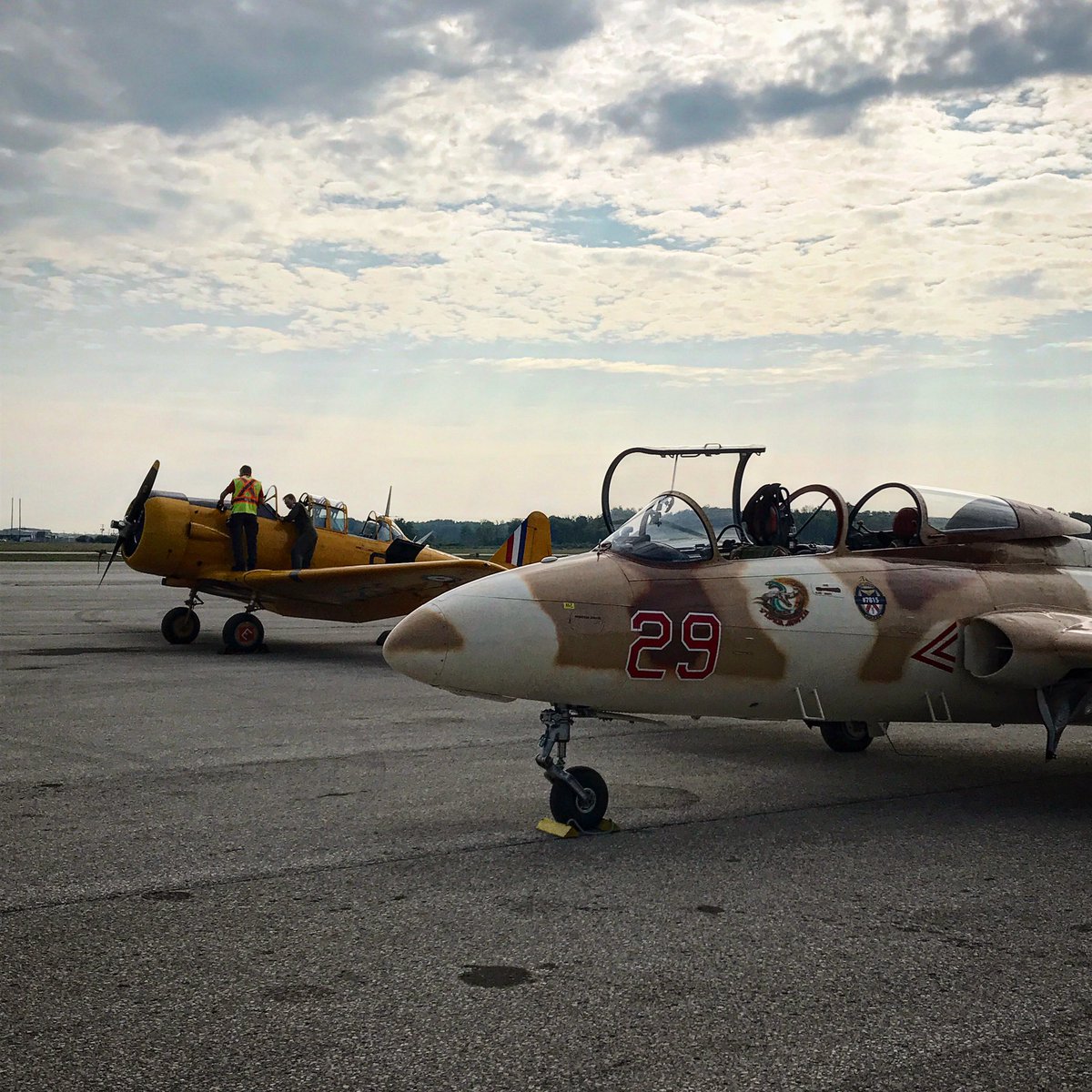 If there was ever a time to keep your eyes to the skies, it’s today! We’re prepping for not one, not two, but SEVEN flights today! Our L-29 will be up in the next 10 minutes for one flight and our Harvard will be taking off within a half hour for the first of six.
#aviation