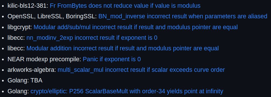 Crypto/math bugs found in the past few weeks