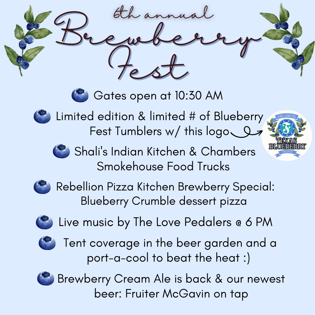 FredoniaBrewery's tweet photo. I think Violet Beauregard would be proud of your blueberry adventures today. :)
Make stopping by our 6th Annual Brewberry Fest part of that adventure!
#IMBLUE #dabadee #Blueberry Fest #DrinkLocalBeer #DrinkFredoniaBeer #OldestTownInTexas #SummerNac #BerryMadness https://t.co/bxuVkTclnG