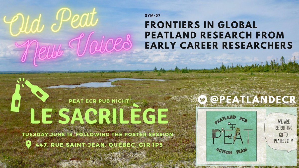 Learn more about the exciting research done by #PeatECR at the #QuebecRE3 conference 🇨🇦 on Tuesday morning at Symposium 07 (10h45-12h00 EST, room 2101), or meet us in the evening at the pub #LeSacrilege for some #PeatTalk over a tasty drink 🍺