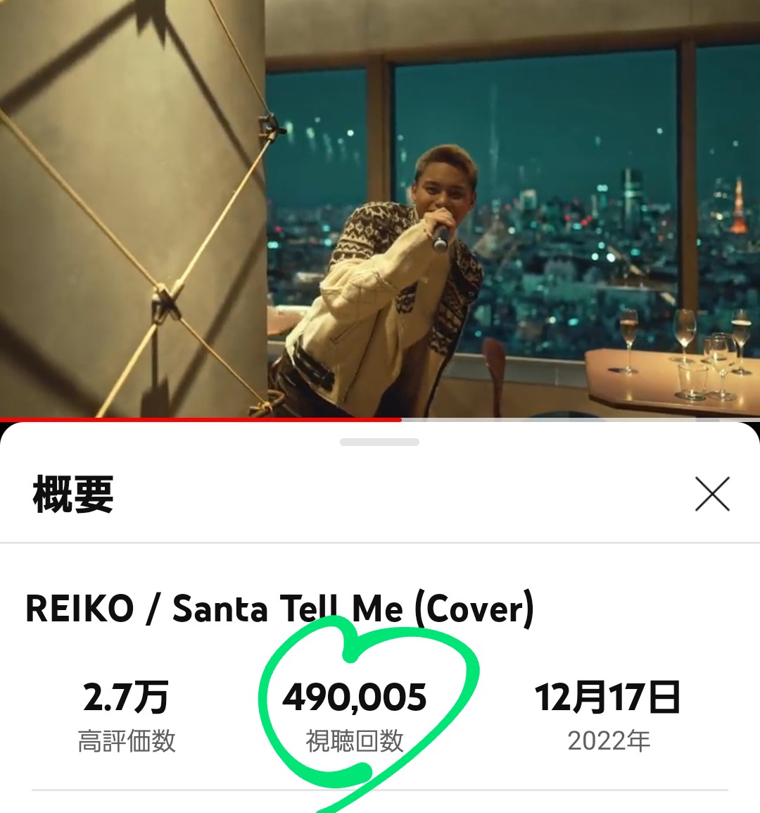 49満開🌼*･ひょっこり💚
おめでとう🥰

 #REIKO
 #爆イケレイちゃん
 #SantaTellMe cover

🔗youtu.be/QMDv7UA-jWI