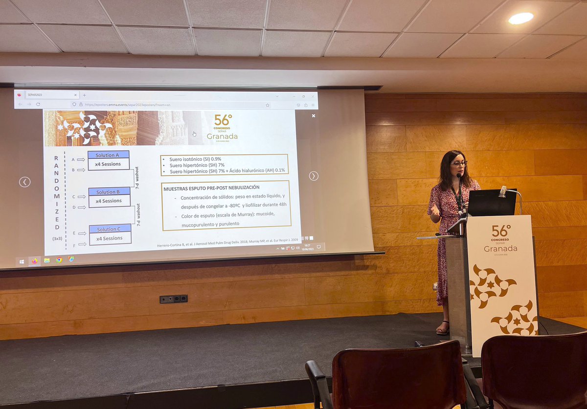 Gracias @FISIOSEPAR por permitirme compartir los resultados de nuestro estudio titulado “el impacto de los agentes hipertónicos sobre la concentración de sólidos en pacientes con #bronquiectasias” Equipazo @Beika_Physio @hsanzf #56CongresoSEPAR #YoSoyFisiodeSEPAR @SeparRespira