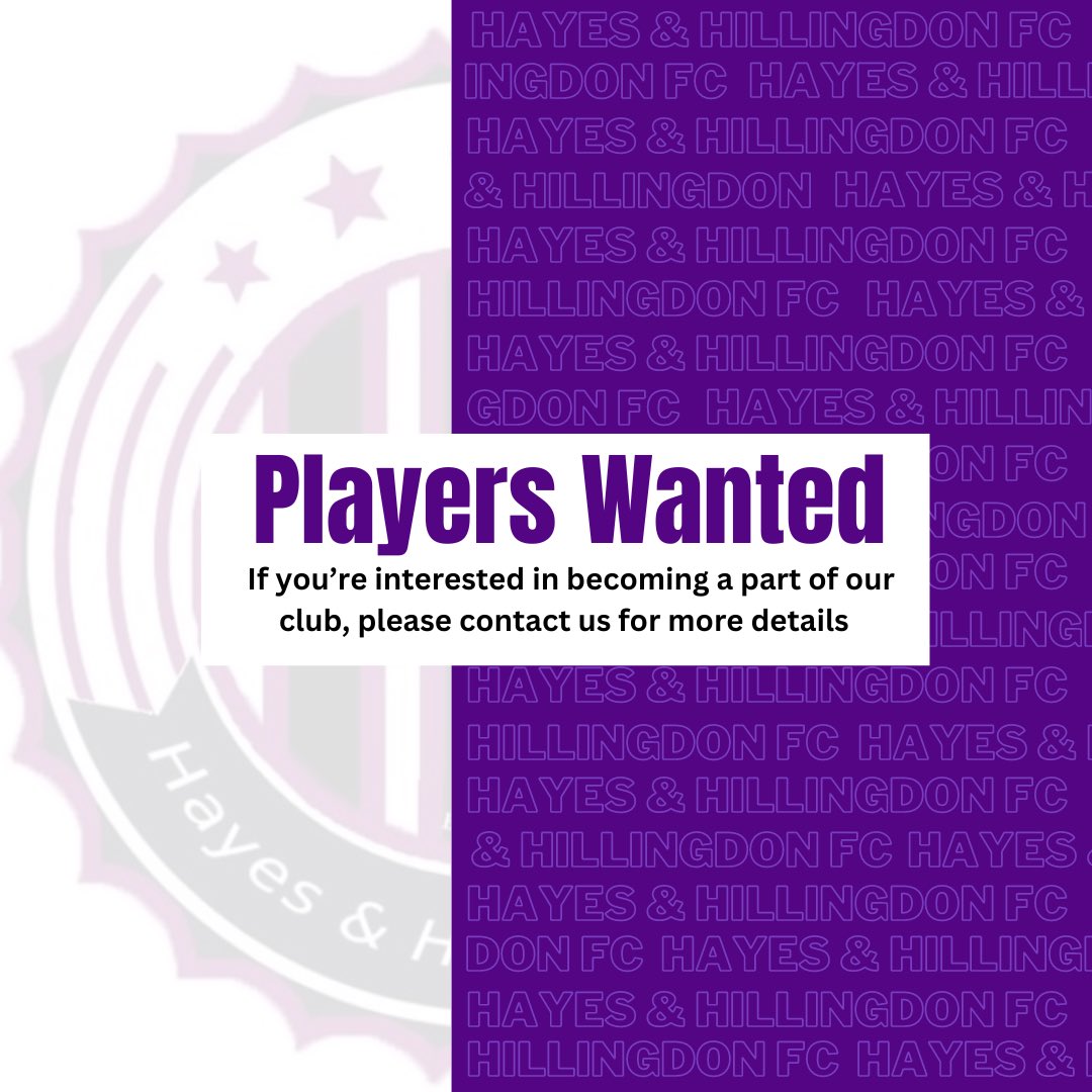H_H_F_C's tweet photo. HHFC are looking for new players.. if you’re interested in playing Saturday football at a family club, then HHFC could be for you. Trial day is the 4th July so come down and get a taster of what HHFC is all about. Contact us for more information ✌🏼

#HHFC #newplayers 💜 https://t.co/6ue7AsaRbj