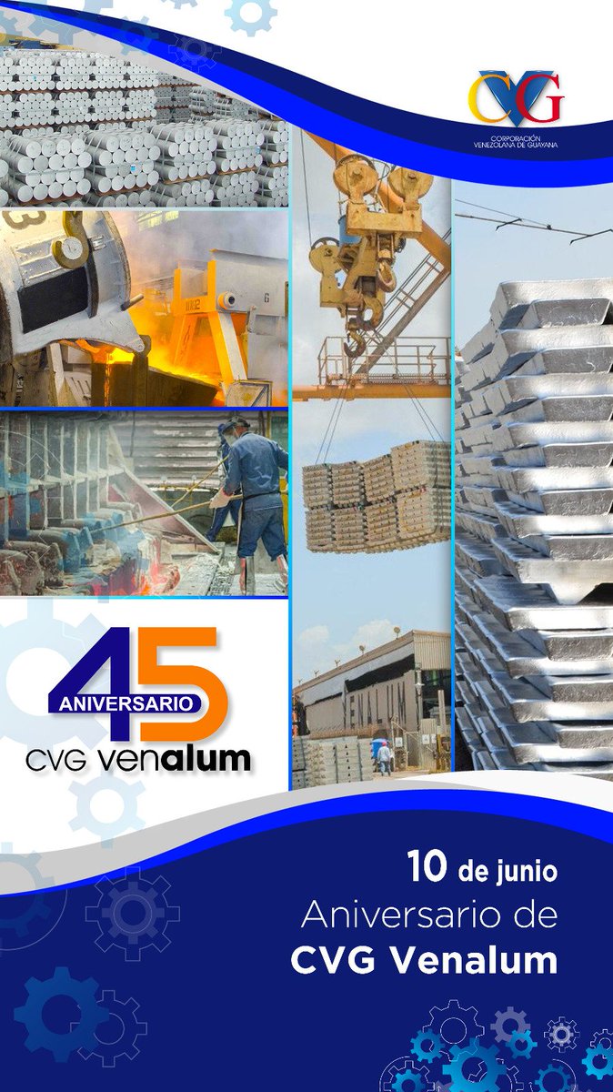 ¡El presidente de la Junta Interventora de la CVG,  <a href="/Hectorsilvavzla/">Hector Silva</a>
y el vicepresidente @alexrocapsuv
felicitan a toda la clase obrera de nuestra empresa básica <a href="/VENALUM_CVG/">CVG Venalum</a> por arribar a su 45 aniversario!

 #SomosPotenciaProductiva 🇻🇪🤝🏻

<a href="/NicolasMaduro/">Nicolás Maduro</a>
<a href="/delcyrodriguezv/">Delcy Rodríguez</a>