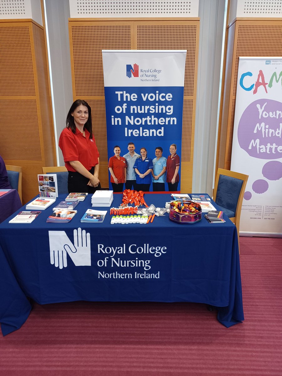 <a href="/RCN_NI/">RCN Northern Ireland</a> Officer <a href="/olive_mcmullan/">Olive Mcmullan</a> ready to meet new nursing recruits <a href="/WesternHSCTrust/">Western Trust</a> careers information event for nursing at SWAH.