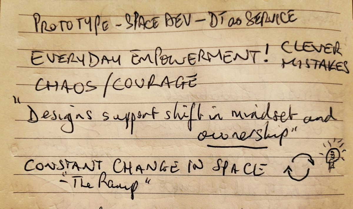 moorepheus42's tweet photo. Head is fizzing from #uxlibs. Here's a snapshot from my extensive notes that might help explain why... #somanyideas π‘ #chaosandcourage #valuepeople #conflictasconsultation #uxisateamsport https://t.co/ZsGkwbufoY
