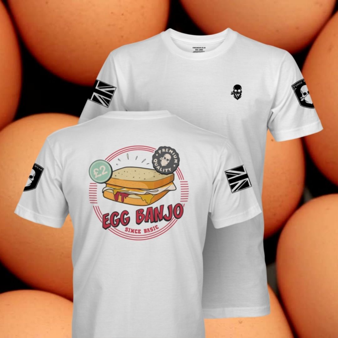 Happy National Egg Roll Day! Celebrate with our new 'EGG BANJO' design 😂 Available now! 🍳

#britisharmy #militaryhumour #veteran #soldiers #armylife #cadets #emergencyresponders