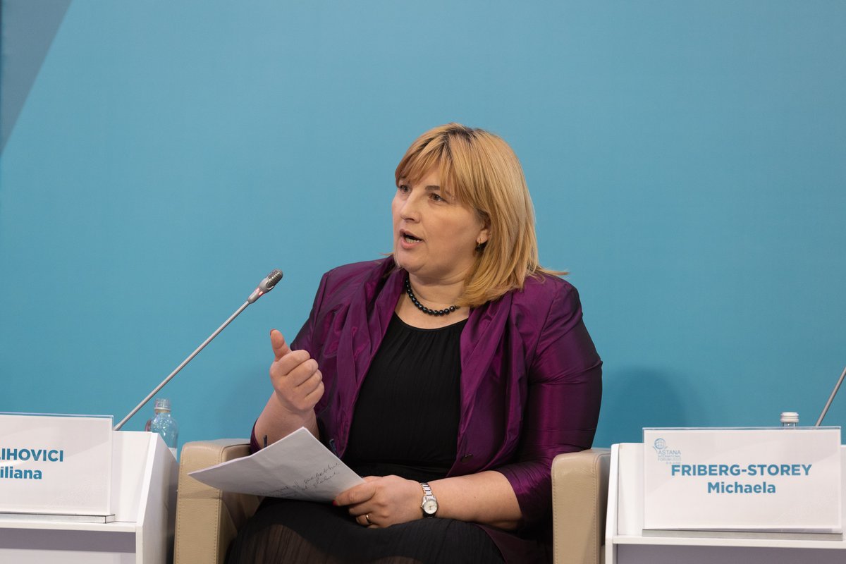 Delighted to participate in discussions on promoting women's leadership at <a href="/AstanaIntlForum/">Astana International Forum</a>.🙏for the invitation and opportunity to speak about the <a href="/OSCE/">OSCE</a> work in developing women's capacities for effective involvement in conflict resolution&amp;peace negotiations. <a href="/OSCECiO/">OSCECiO Bujar</a> <a href="/MFA_KZ/">MFA Kazakhstan 🇰🇿</a>